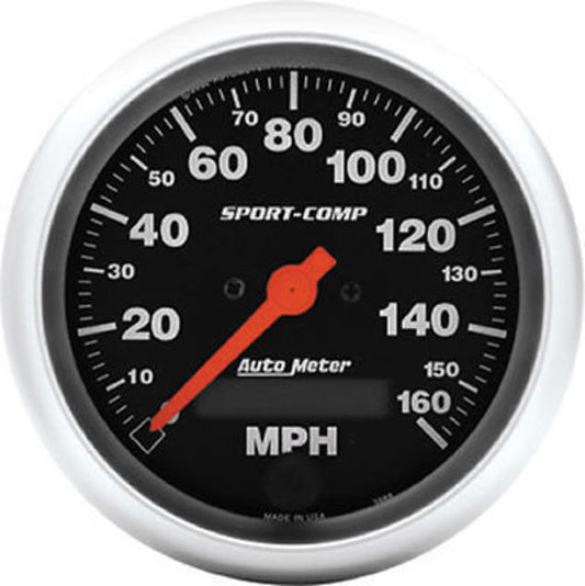 AutoMeter AU3988 Sport-Comp 3-3/8" Elec Programmable In-Dash Speedo 0-160 MPH