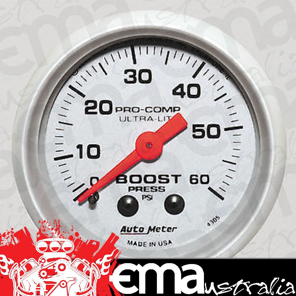 AutoMeter AU4305 Ultra-Lite 2-1/16" Mech Boost Gauge 0-60 PSI