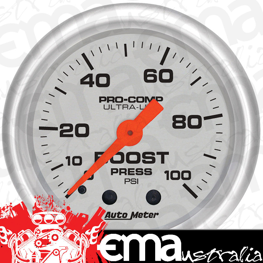 AutoMeter AU4306 Ultra-Lite Boost Gauge 2-1/16" Full Sweep Mech 0-100 PSI
