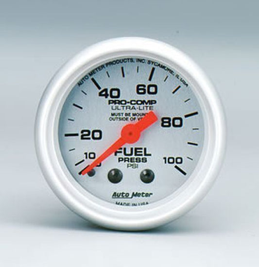 AutoMeter AU4312 Ultra-Lite 2-1/16" Mech Fuel Pressure Gauge 0-100 PSI