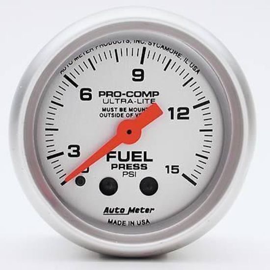 AutoMeter AU4313 Ultra-Lite 2-1/16" Fuel Pressure Gauge 0-15 PSI with Isolator