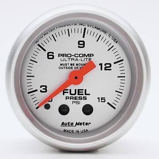 AutoMeter AU4313 Ultra-Lite 2-1/16" Fuel Pressure Gauge 0-15 PSI with Isolator