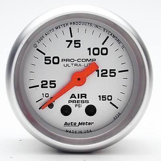 AutoMeter AU4320 Ultra-Lite 2-1/16" Mech Air Pressure Gauge 0-150 PSI