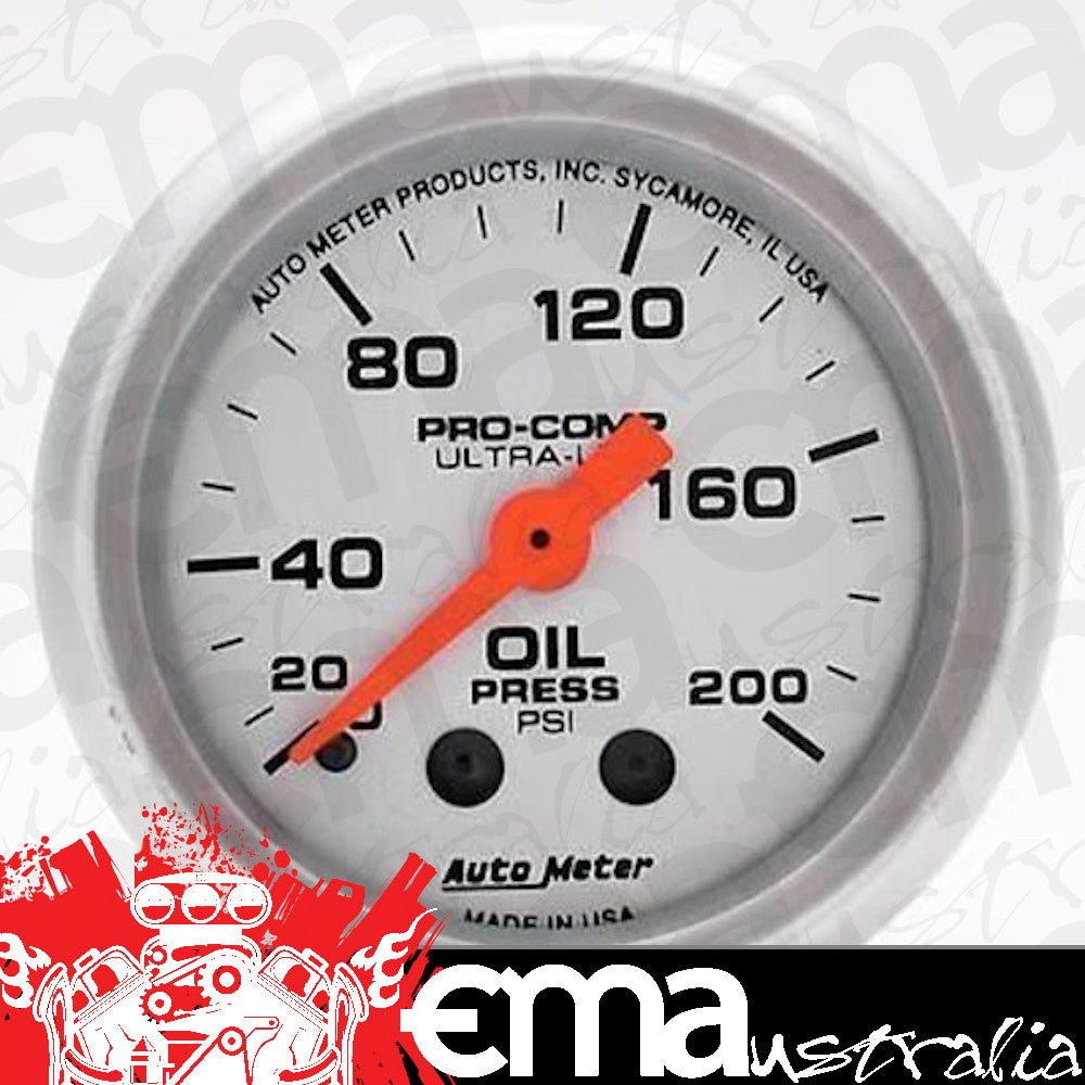 AutoMeter AU4322 Ultra-Lite 2-1/16" Mech Oil Pressure Gauge 0-200PSI