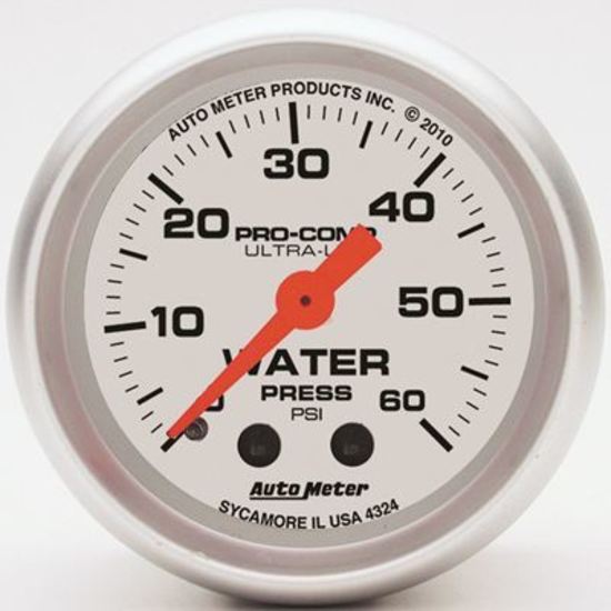 AutoMeter AU4324 Ultra-Lite Water Pressure 0-60 PSI 2-1/16" Analog Mech