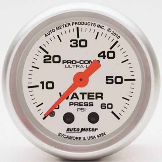 AutoMeter AU4324 Ultra-Lite Water Pressure 0-60 PSI 2-1/16" Analog Mech