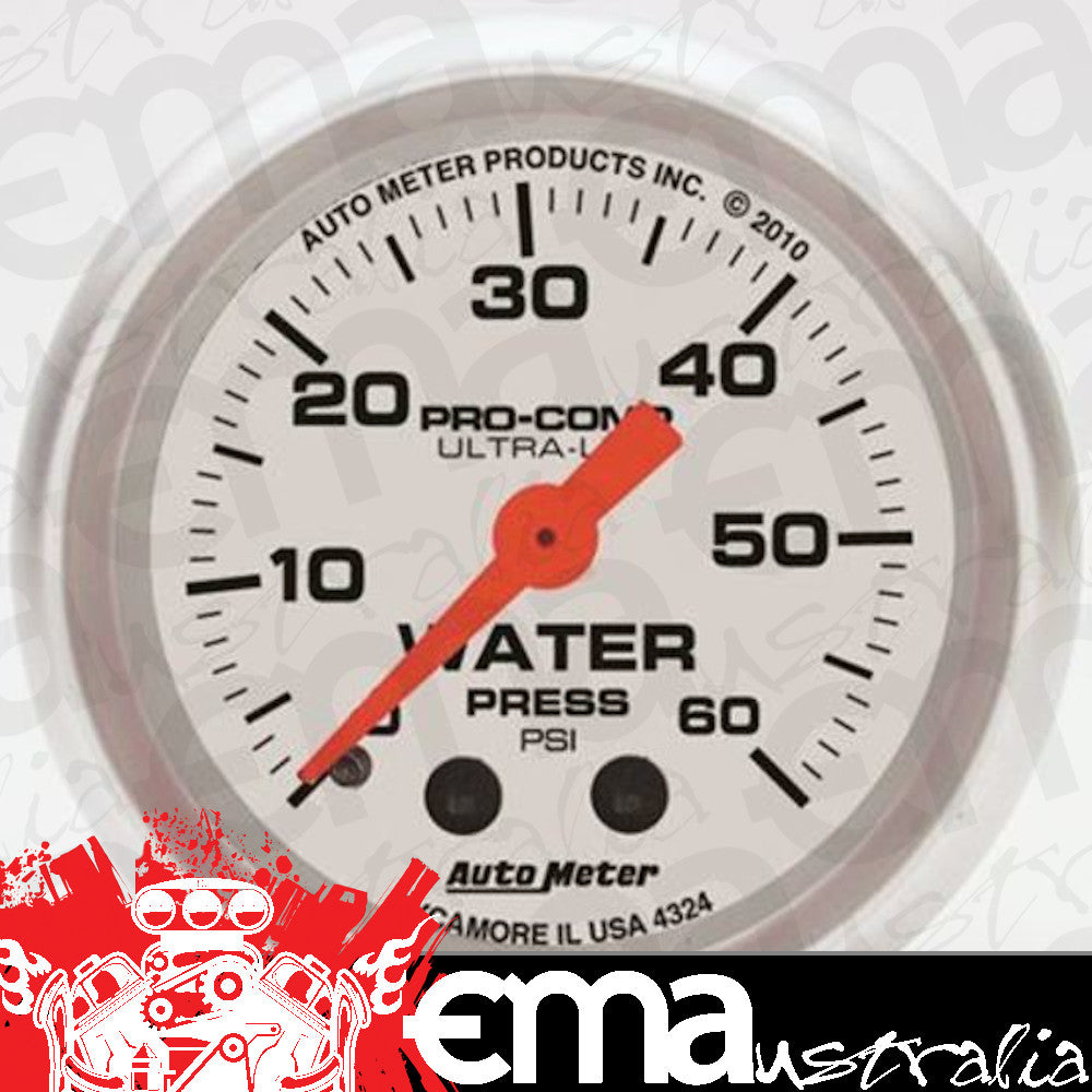 AutoMeter AU4324 Ultra-Lite Water Pressure 0-60 PSI 2-1/16" Analog Mech