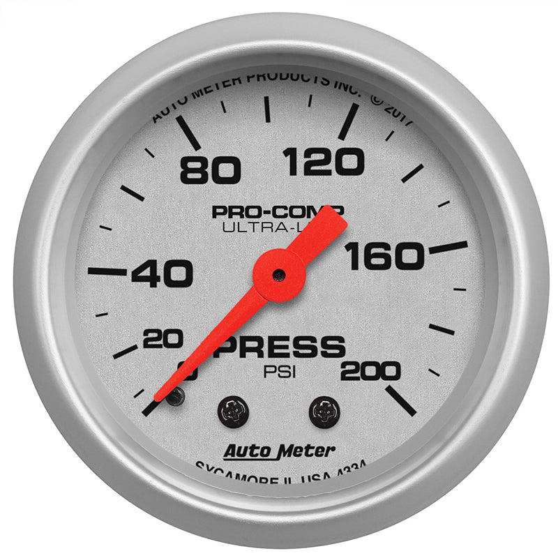 AutoMeter AU4334 Ultra-Lite Series 2-1/16" Oil Pressure Gauge Full Sweep 100PSI