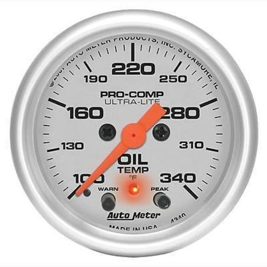 AutoMeter AU4340 Ultra-Lite 2-1/16" Elec Oil Temperature Gauge 100-340¶øF