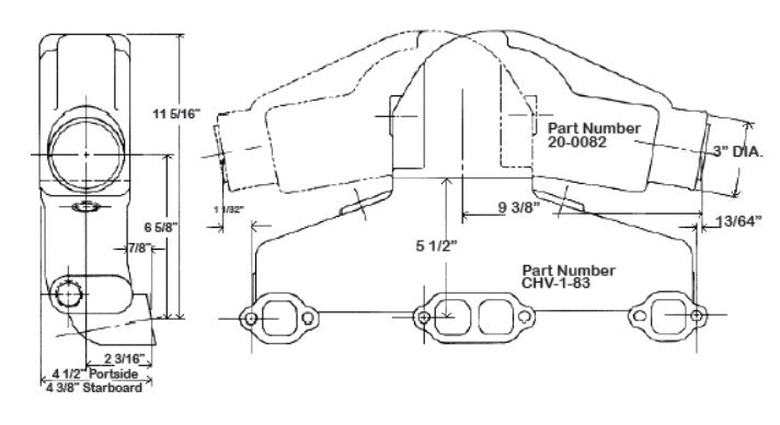 EMA-B-CHV-1-83 Chev Manifold & Riser Kit with Hose Adapter