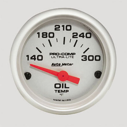 AutoMeter AU4348 Ultra-Lite Oil Temp Gauge 2-1/16" Silver Face Silver Bezel