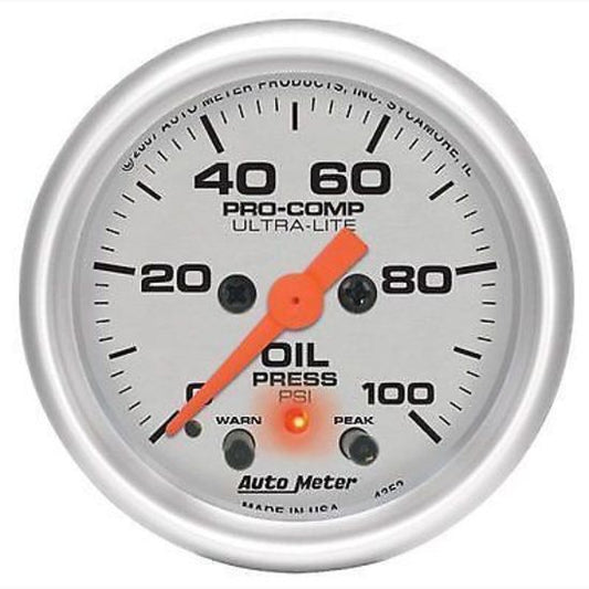 AutoMeter AU4352 Pro-Comp Ultra-Lite 2-1/16" Elec Oil Pressure Gauge 0-100 PSI