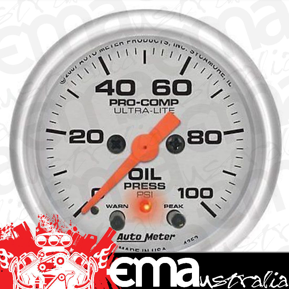 AutoMeter AU4352 Pro-Comp Ultra-Lite 2-1/16" Elec Oil Pressure Gauge 0-100 PSI