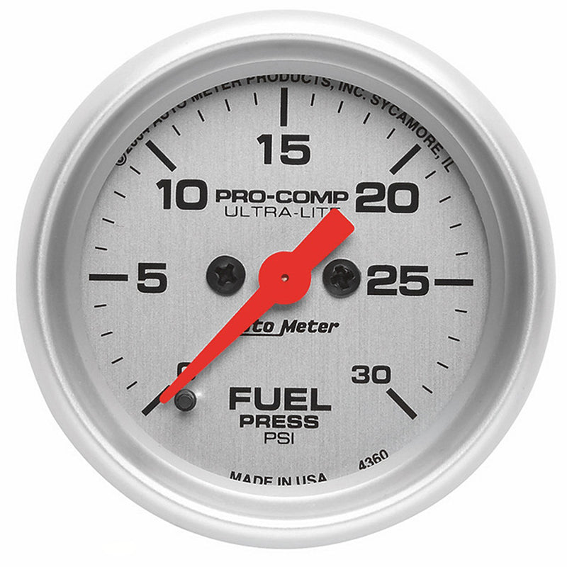 AutoMeter AU4360 Ultra-Lite Fuel Pressure Gauge 2-1/16" Full Sweep Elec 0-30 PSI