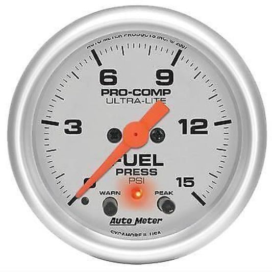 AutoMeter AU4367 Ultra-Lite 2-1/16" Elec Fuel Pressure Gauge 0-15 PSI