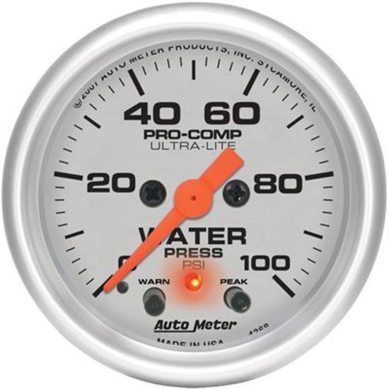 AutoMeter AU4368 Ultra-Lite Water Pressure 0-100 PSI 2-1/16" Analog Elecal