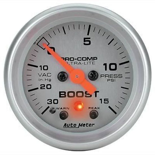 AutoMeter AU4376 Ultra-Lite 2-1/16" Boost/Vacuum Gauge Peak Memory & Warning