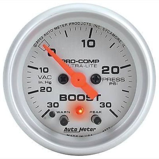 AutoMeter AU4377 Ultra-Lite 2-1/16" Boost/Vacuum Gauge Peak Memory & Warning