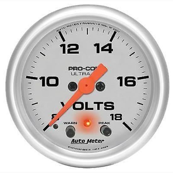 AutoMeter AU4383 Pro-Comp Ultra-Lite 2-1/16" Elec Voltmeter 8-18V Memory/Warning