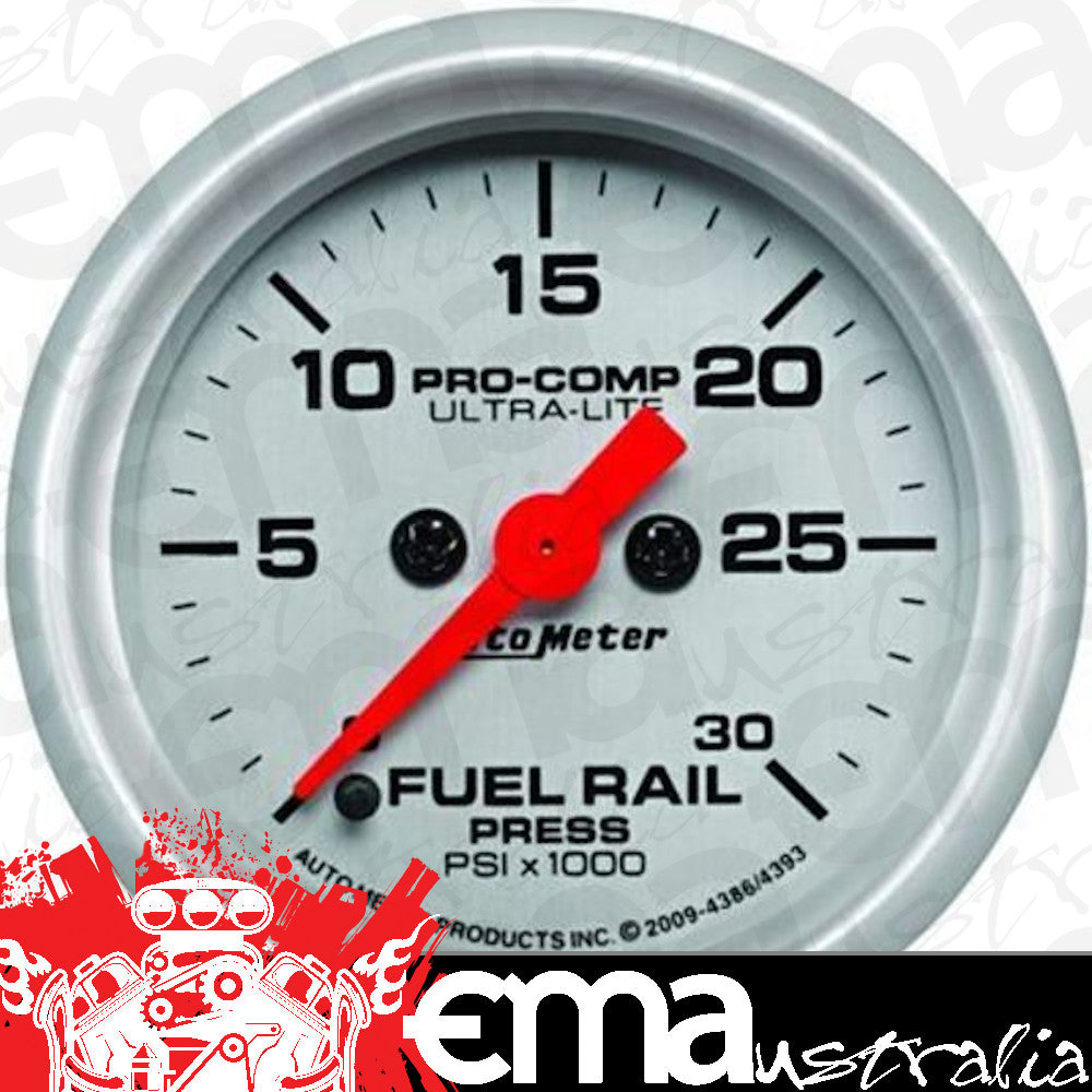 AutoMeter AU4386 Ultra-Lite Fuel Pressure Gauge 2-1/16" 0 - 30,000 PSI Full Sweep