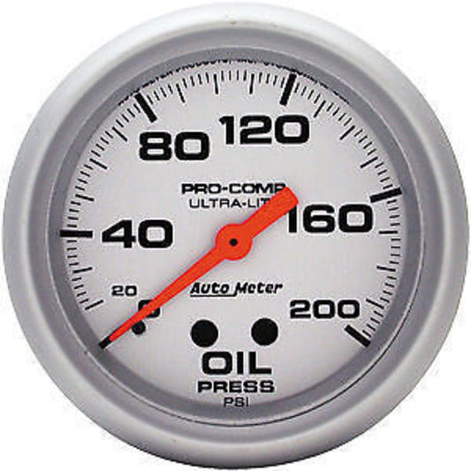 AutoMeter AU4422 Ultra-Lite 2-5/8" Mech Oil Pressure Gauge 0-200PSI