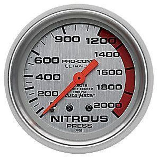 AutoMeter AU4428 Ultr Lite 2-5/8" Mech Nitrous Pressure Gauge 0-2000 PSI