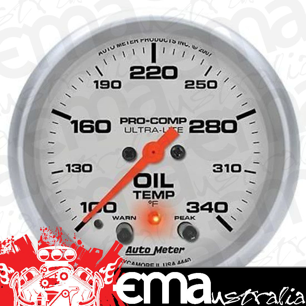 AutoMeter AU4440 Ultra-Lite 2-5/8" Elec Oil Temp Gauge 100-340¶øF Peak Memory