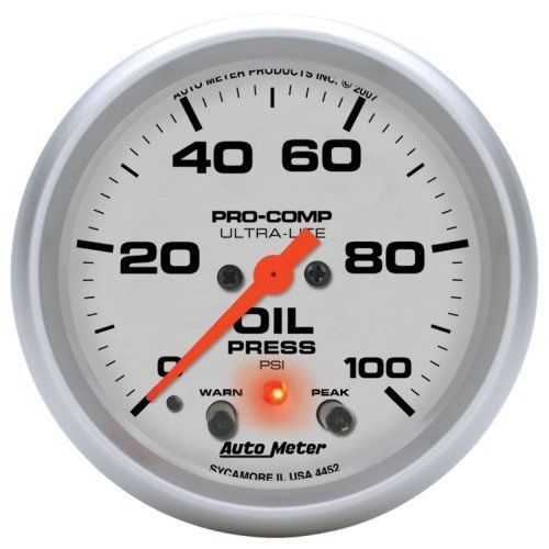 AutoMeter AU4452 Ultra-Lite 2-5/8" Oil Pressure Gauge 0-100PSI Memory & Warning