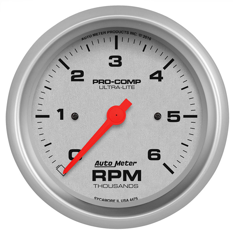 AutoMeter AU4475 Ultra-Lite Series 3-3/8" Tachometer In-Dash 0-6,000 RPM