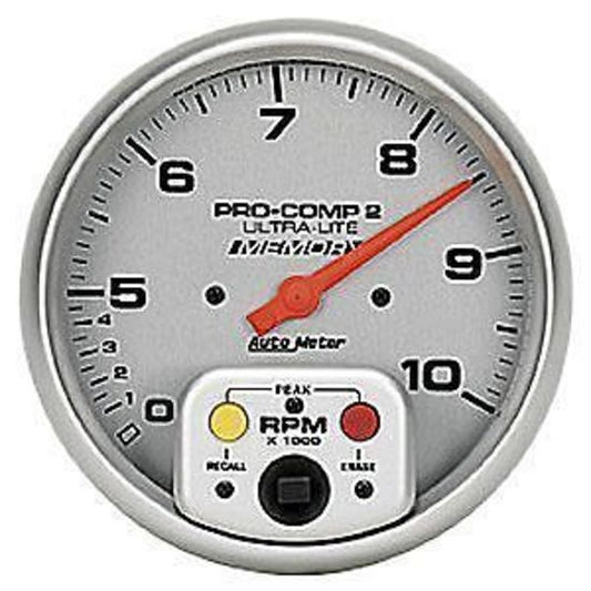 AutoMeter AU4499 Ultra-Lite 5" Tachometer 0-10000 RPM Dual Range with Memory