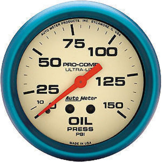 AutoMeter AU4523 Ultra-Nite 2-5/8" Mech Oil Pressure Gauge 0-150 PSI