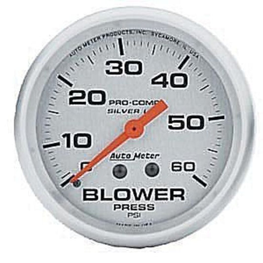 AutoMeter AU4602 Pro-Comp Silver 2-5/8" Mech Blower Pressure Gauge 0-60 PSI