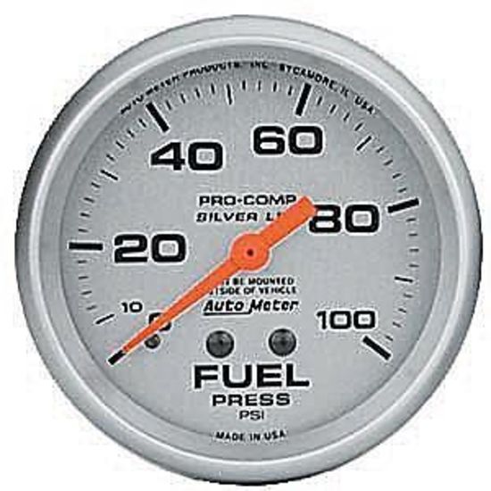 AutoMeter AU4612 Pro-Comp Silver 2-5/8" Mech Fuel Pressure Gauge 0-100 PSI