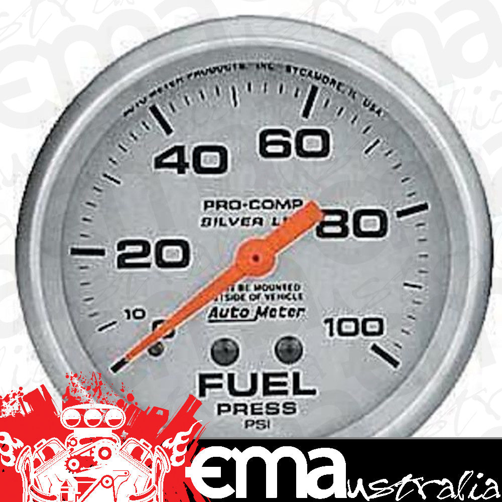 AutoMeter AU4612 Pro-Comp Silver 2-5/8" Mech Fuel Pressure Gauge 0-100 PSI
