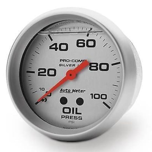 AutoMeter AU4621 Pro-Comp Silver 2-5/8" Mech Oil Pressure Gauge 0-100 PSI