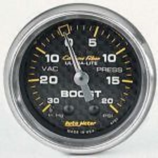 AutoMeter AU4701 Carbon Fiber 2-1/16" Mech Boost/Vac Gauge 30In. Hg/20PSI