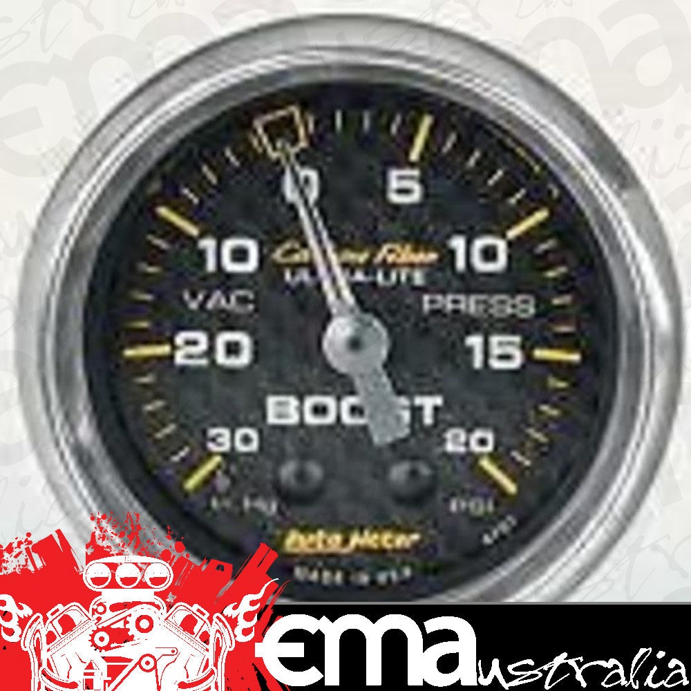 AutoMeter AU4701 Carbon Fiber 2-1/16" Mech Boost/Vac Gauge 30In. Hg/20PSI