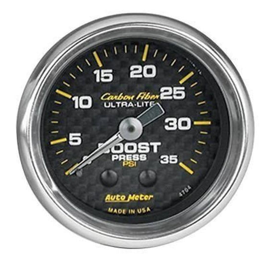 AutoMeter AU4704 Carbon Fiber 2-1/16" Mech Boost Pressure Gauge 0-35 PSI