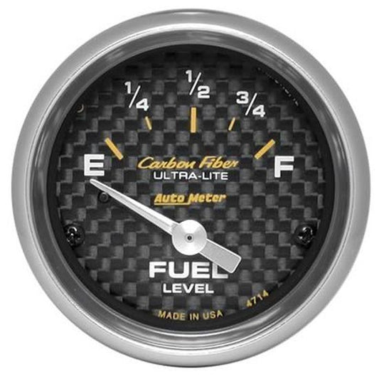 AutoMeter AU4714 Carbon Fiber 2-1/6" Elec Fuel Level Gauge Gm 0-90 OHMS