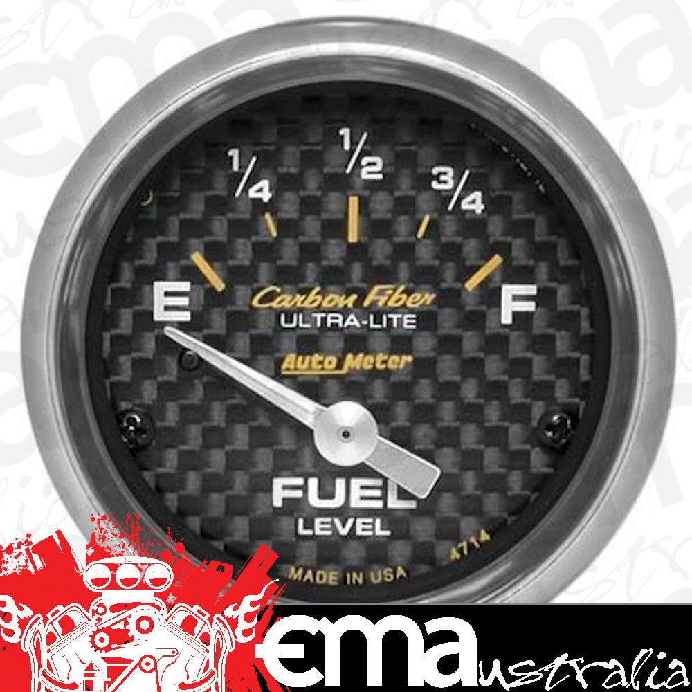 AutoMeter AU4714 Carbon Fiber 2-1/6" Elec Fuel Level Gauge Gm 0-90 OHMS