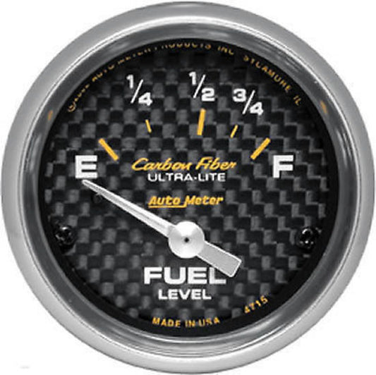 AutoMeter AU4715 Carbon Fiber Ultra-Lite 2-1/16" Elec Fuel Level Gauge 73-10OHMS