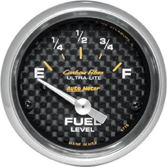 AutoMeter AU4716 Carbon Fiber 2-1/16" Elec Fuel Level Gauge 240 /33 OHMS
