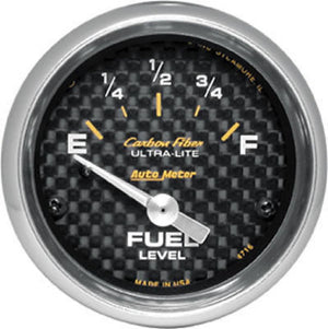 AutoMeter AU4716 Carbon Fiber 2-1/16" Elec Fuel Level Gauge 240 /33 OHMS
