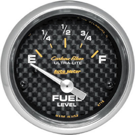 AutoMeter AU4716 Carbon Fiber 2-1/16" Elec Fuel Level Gauge 240 /33 OHMS