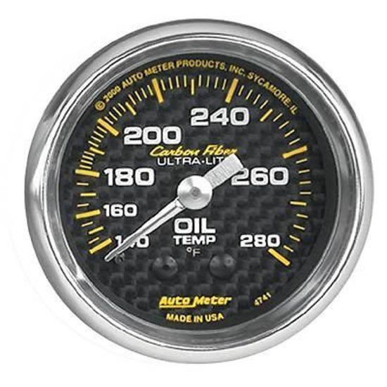 AutoMeter AU4741 Carbon Fiber Oil Temp Gauge 2-1/6" 140-280