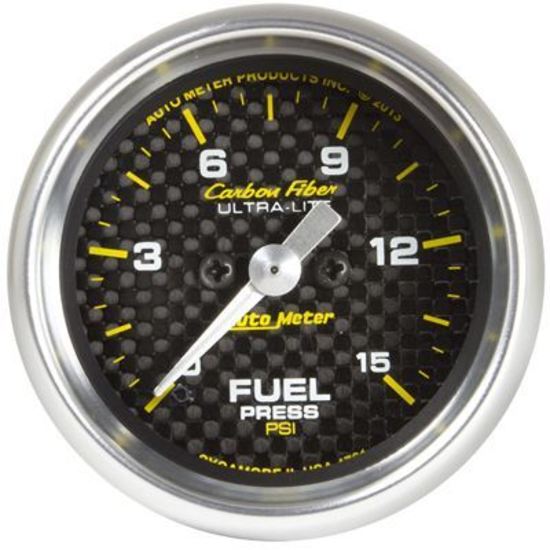 AutoMeter AU4761 Carbon Fiber Fuel Pressure 0-15 PSI 2-1/16" Analog Elecal