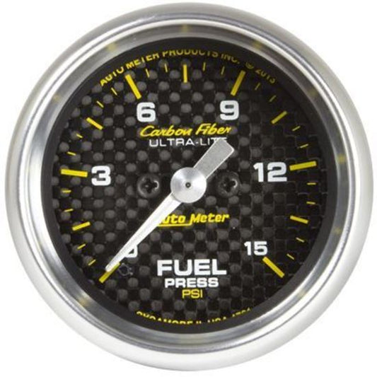 AutoMeter AU4761 Carbon Fiber Fuel Pressure 0-15 PSI 2-1/16" Analog Elecal
