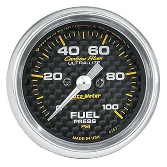 AutoMeter AU4763 Carbon Fiber 2-1/6" Electronic Fuel Pressure Gauge 0-100 PSI