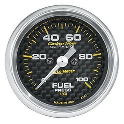 AutoMeter 4763 2-1/16" FUEL PRESSURE, 0-100 PSI, CARBON FIBER