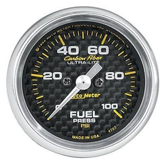 AutoMeter AU4763 Carbon Fiber 2-1/6" Electronic Fuel Pressure Gauge 0-100 PSI